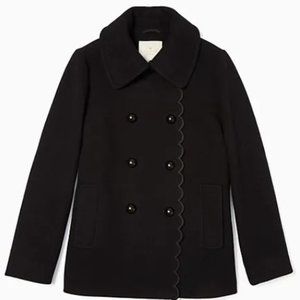 NWT Kate Spade Out West Scallop Peacoat- Black